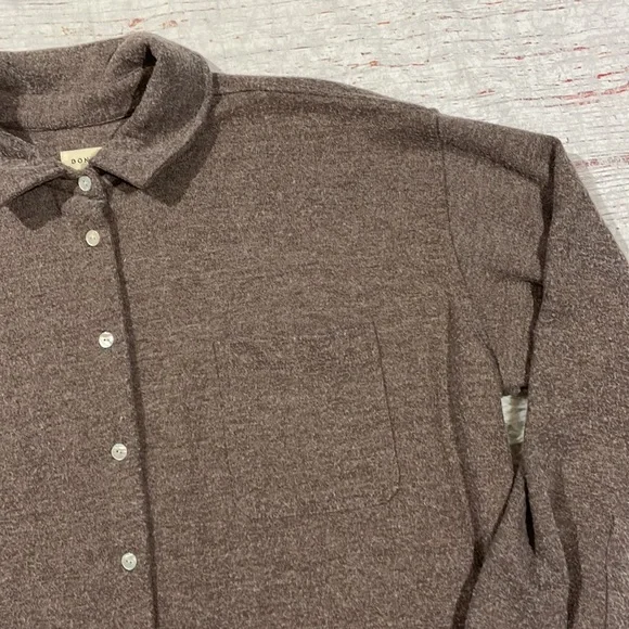 Donni Brushed Sweater Button Down Cho Brown Shirt Jacket Shacket - Picture 7 of 13